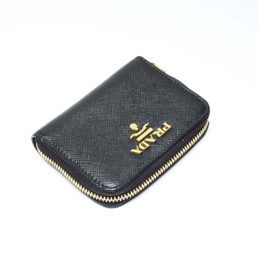 Prada Saffiano Leather Round Zip Wallet/Coin Case Compact Black - Picture 10 of 12
